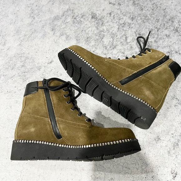 NEW Priori Green Suede Leather Lace Up Zip Boots Size 6 - Picture 3 of 8